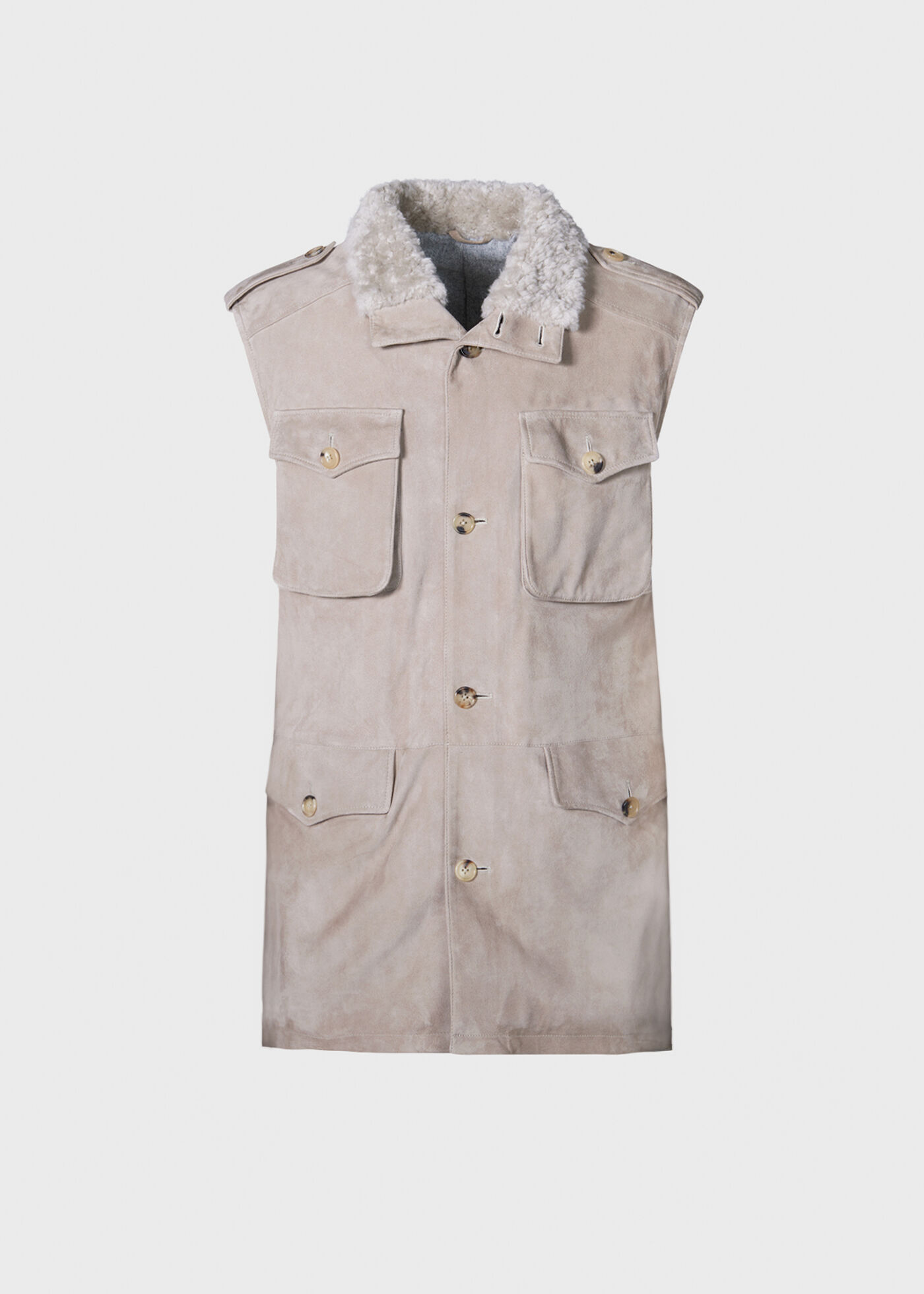 Suede & Shearling Safari Vest