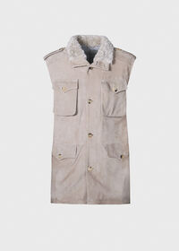 Paul Stuart Suede & Shearling Safari Vest, thumbnail 1
