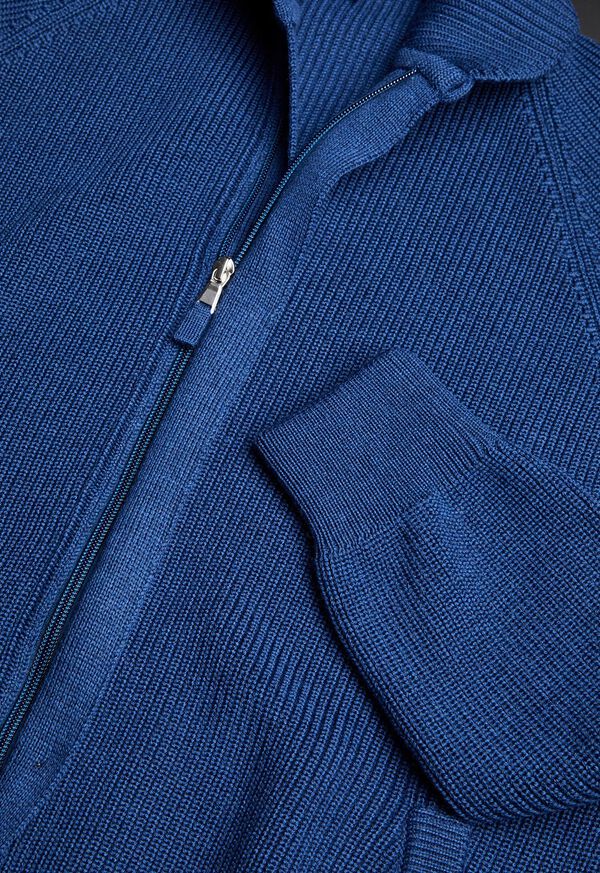 Paul Stuart Merino Wool Ribbed Full Zip Cardigan, image 2