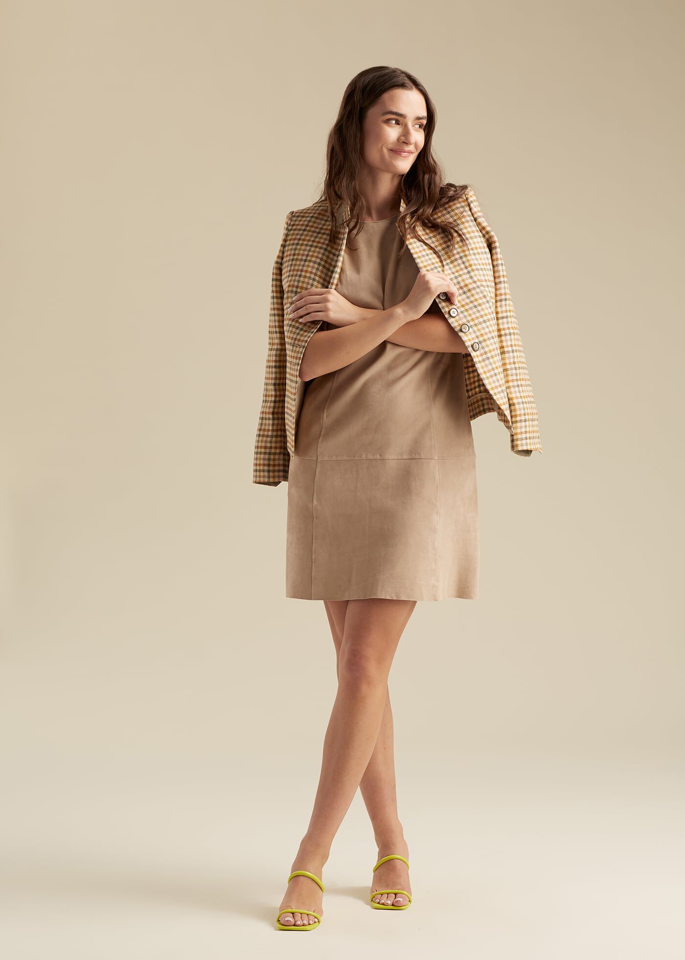 Suede blazer dress best sale