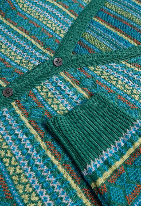 Paul Stuart Linen & Cotton Fair Isle Cardigan, image 3