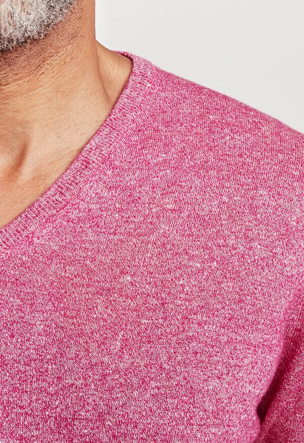 Paul Stuart Linen and Cashmere Marled V-neck Sweater, image 2