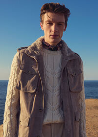 Paul Stuart Cashmere Cable and Rib Crewneck Sweater, thumbnail 2