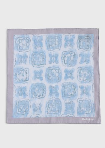 Paul Stuart Printed Linen Floral Pocket Square