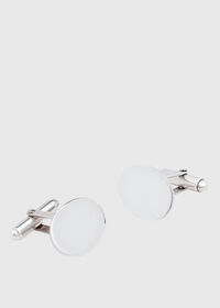 Paul Stuart Sterling Silver Polished Oval Cufflinks, thumbnail 1