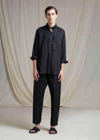 Paul Stuart Black Linen Pleated Pull Over Lounge Set, thumbnail 2