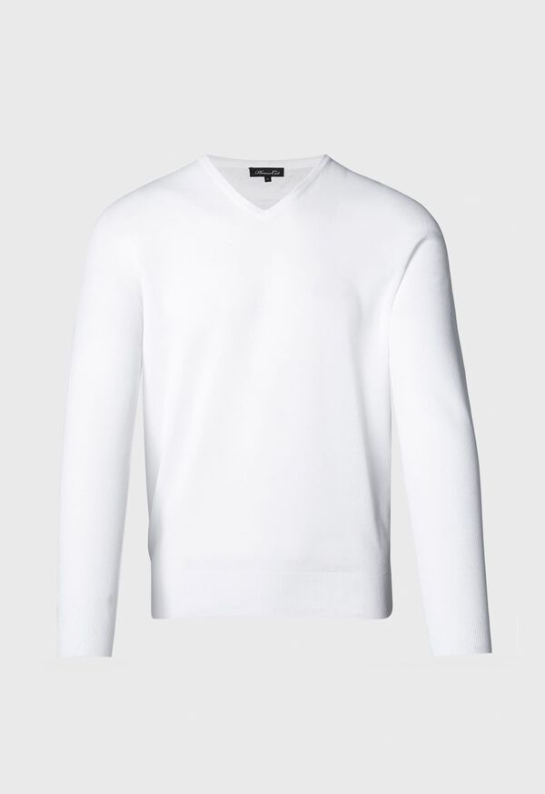 Paul Stuart Cotton Pique V-Neck Sweater