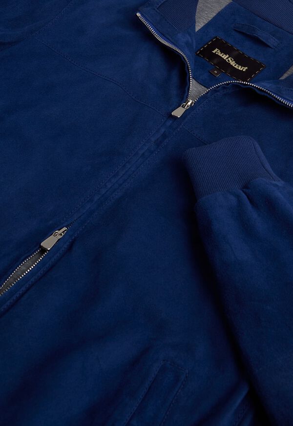 Paul Stuart Suede Bomber Jacket with Knit Trim, image 5