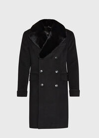 Paul Stuart Cashmere Double Breasted Overcoat with Rabbit Fur Collar, thumbnail 1