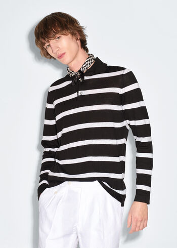 Paul Stuart Linen & Cotton Bold Stripe Polo
