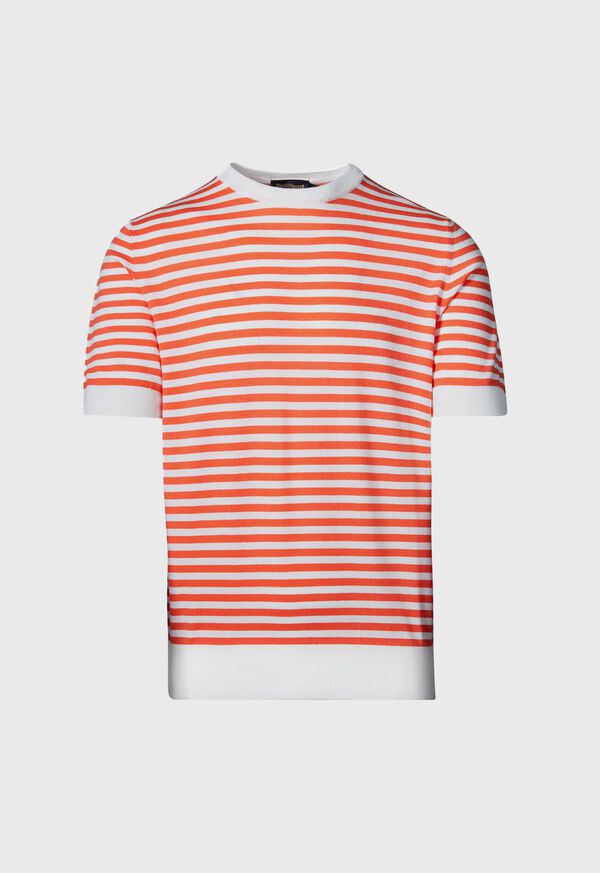 Paul Stuart Stripe Knit Short Sleeve Crewneck, image 1