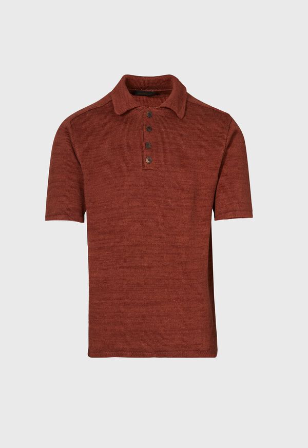 Paul Stuart Linen Knitted Short Sleeve Polo Shirt, image 1