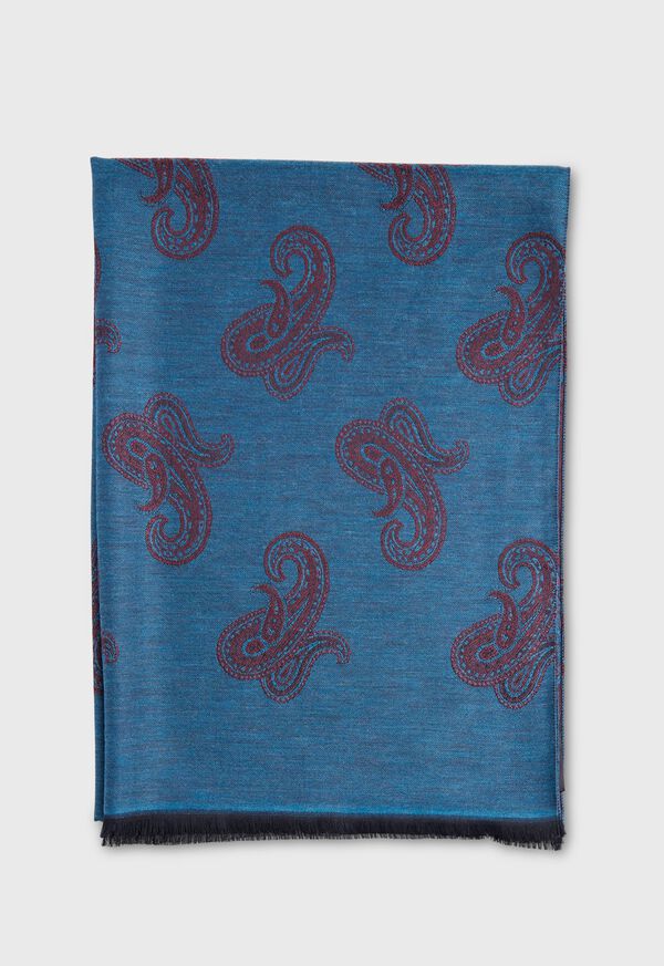 Paul Stuart Jacquard Paisley Wool Blend Scarf, image 1