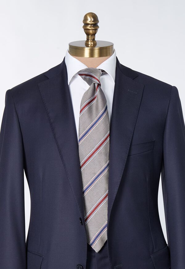 Paul Stuart Woven Silk Textured Stripe Tie, image 2
