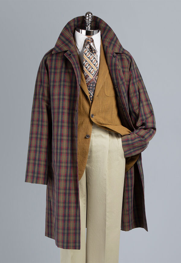 Paul Stuart Plaid Trench Coat, image 1