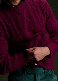 Paul Stuart Wool Cable Knit Crew Neck Pullover, thumbnail 5