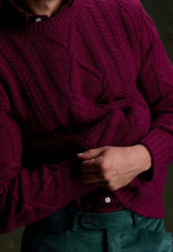 Paul Stuart Wool Cable Knit Crew Neck Pullover, image 5