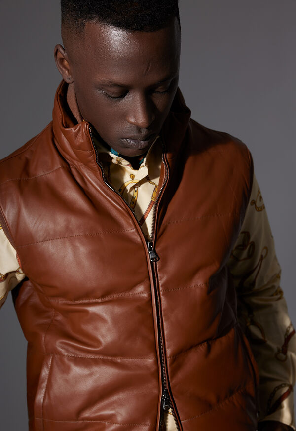 Paul Stuart Leather Vest with Belt & Buckle Shirt Look, image 1