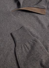 Paul Stuart Cashmere Quarter Zip with Suede Trim, thumbnail 2