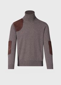 Paul Stuart Cashmere & Suede Gun Patch Turtleneck, thumbnail 1