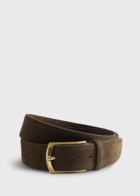 Paul Stuart Nubuck Suede Belt with Gold Buckle, thumbnail 1