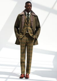 Paul Stuart Modern Suede Coat with Shearling Trim, thumbnail 2