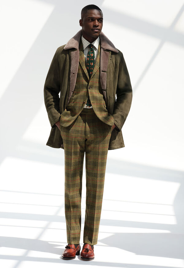 Paul Stuart Modern Suede Coat with Shearling Trim, image 2