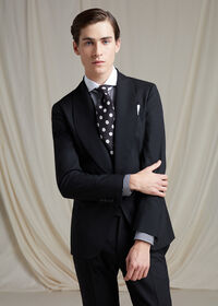 Paul Stuart Black & White Horizontal Stripe White Round Collar Shirt, thumbnail 4