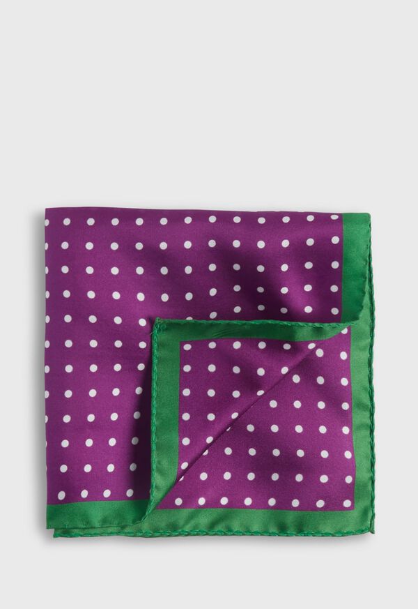 Paul Stuart Printed Silk Contrast Dot Pocket Square, image 1