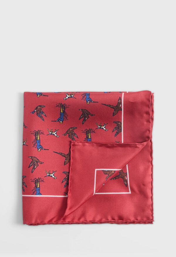 Paul Stuart Silk Hunting Scene Pocket Square, image 1