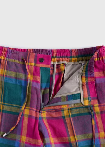 Paul Stuart Linen Plaid Walk Shorts