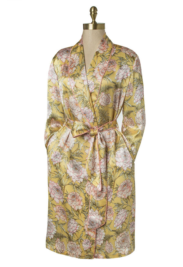 Paul Stuart Floral and Fern Silk Robe, image 1