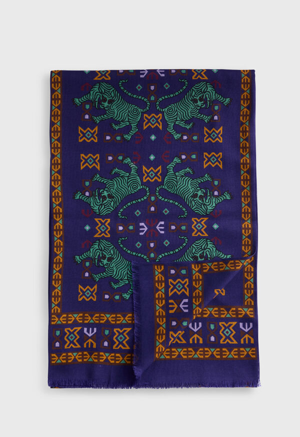 Paul Stuart Wool & Silk Exotic Print Scarf, image 1