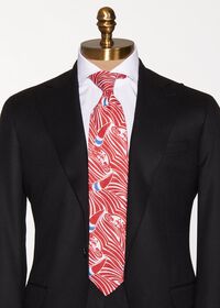Paul Stuart Red Sailboat Wave Print  linen Tie, thumbnail 3