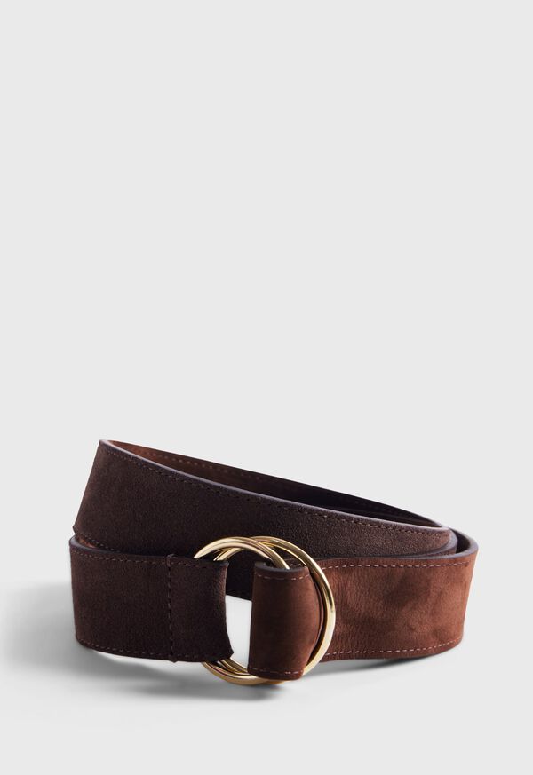 Paul Stuart Calf Leather Belt with Brass Rings Buckle, image 1