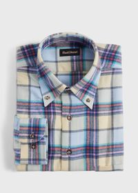 Paul Stuart Cotton Flannel Plaid Sport Shirt, thumbnail 1
