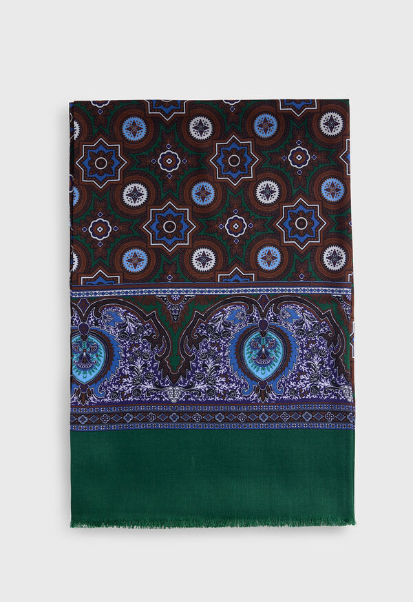 Paul Stuart Wool & Silk Medallion Print Scarf, image 2