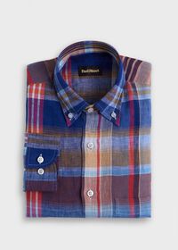 Paul Stuart Linen Plaid Sport Shirt, thumbnail 1