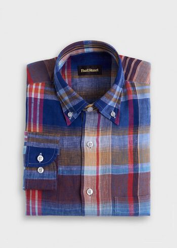 Paul Stuart Linen Plaid Sport Shirt
