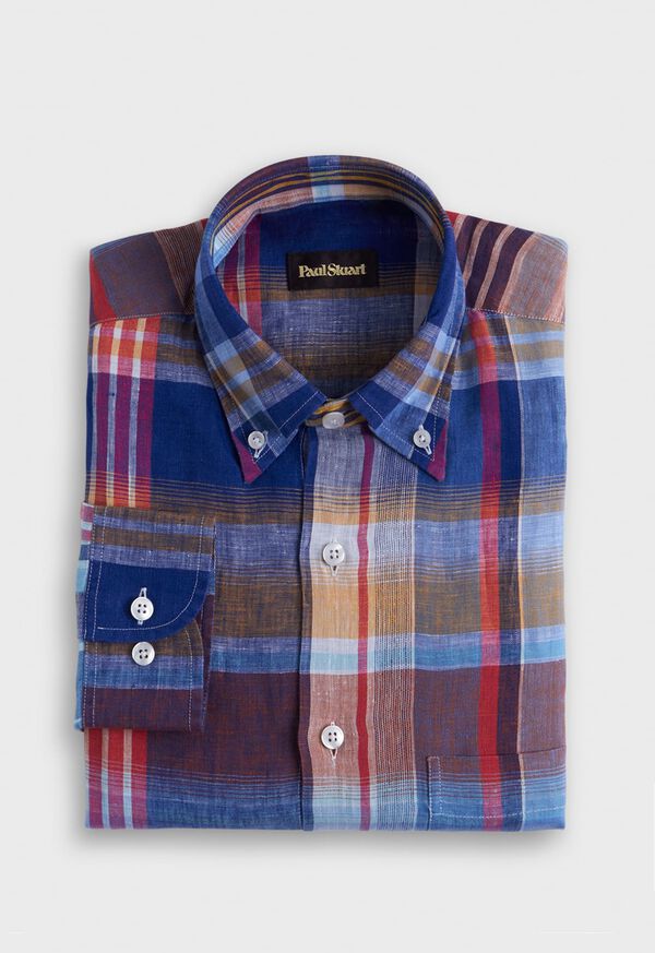Paul Stuart Linen Plaid Sport Shirt, image 1