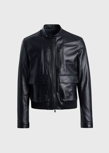 Paul Stuart Modern Leather Bomber Jacket
