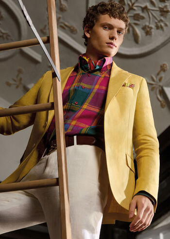 Paul Stuart Linen Plaid Sport Shirt