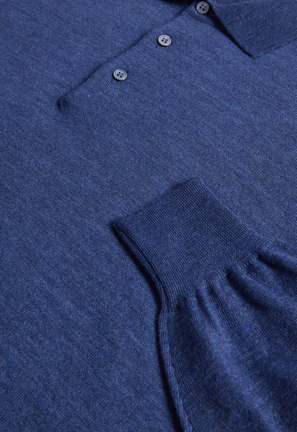 Paul Stuart Long Sleeve Merino Wool Polo Shirt, image 2