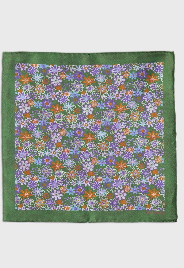 Paul Stuart Printed Silk Tossed Flower Pocket Square, image 2