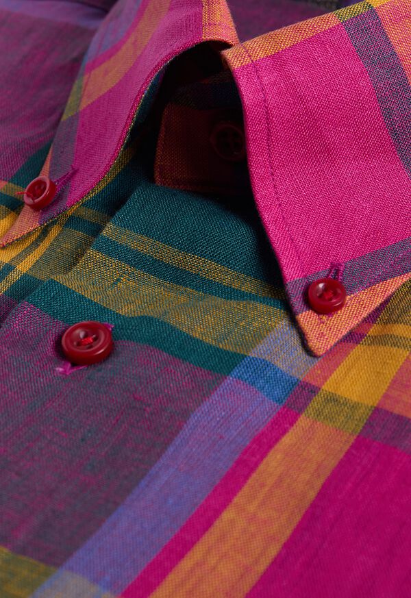 Paul Stuart Linen Madras Sport Shirt, image 2