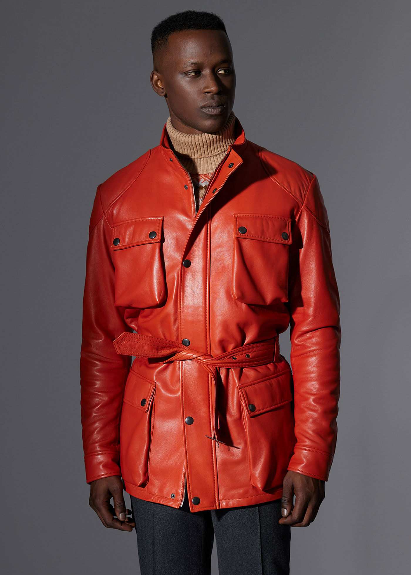Paprika Nappa Leather Field Jacket