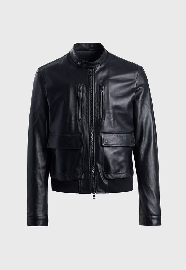 Paul Stuart Modern Leather Bomber Jacket, image 1