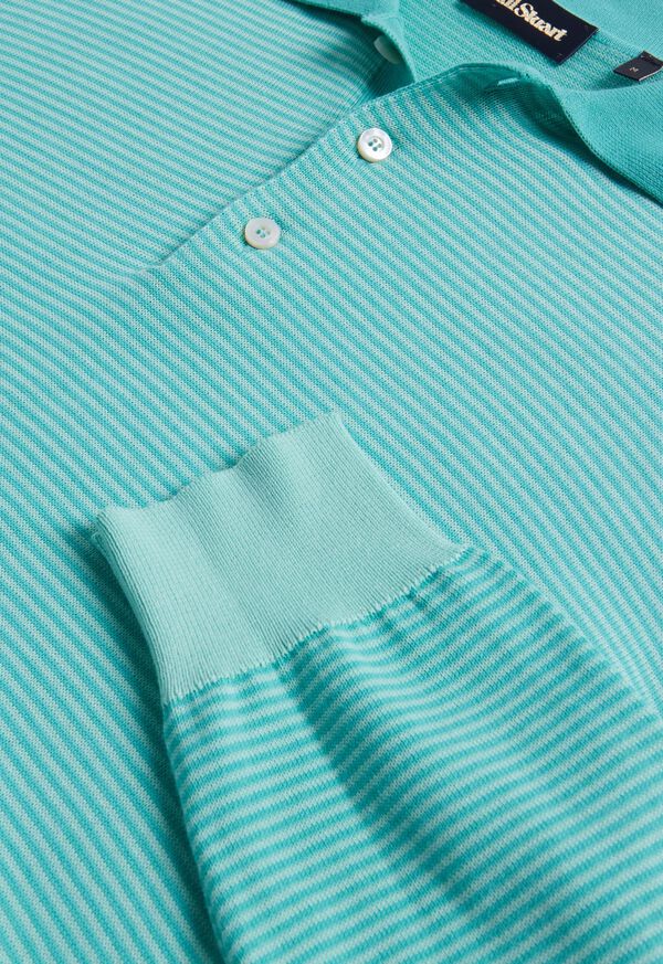 Paul Stuart Cotton Stripe Long Sleeve Polo, image 3