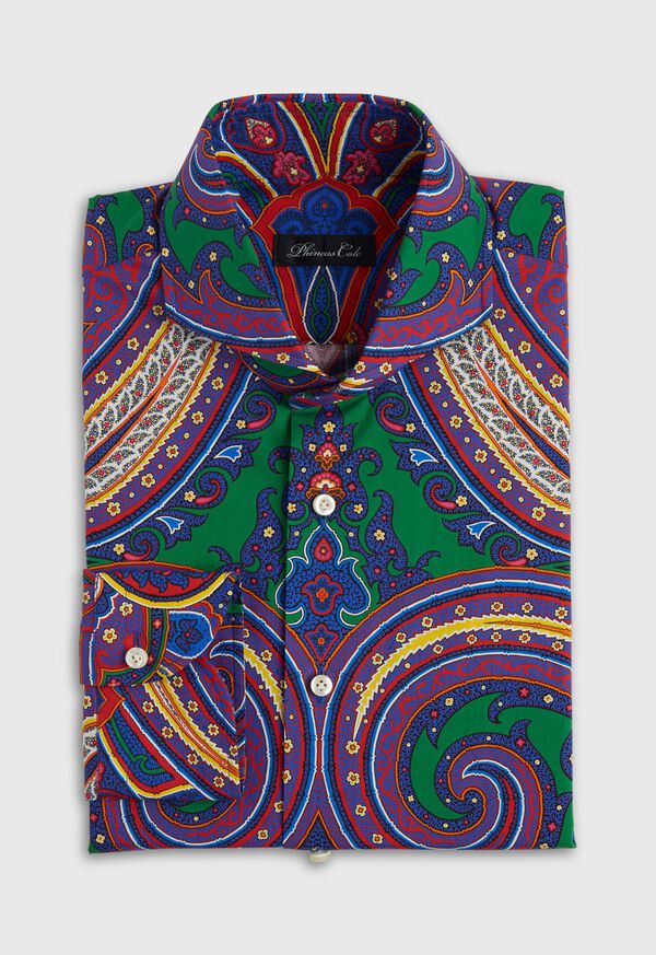 Paul Stuart Blue Paisley Cotton Shirt, image 1