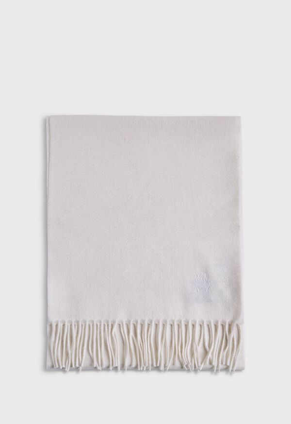 Paul Stuart Cashmere Solid Color Scarf with Embroidered Logo, image 25